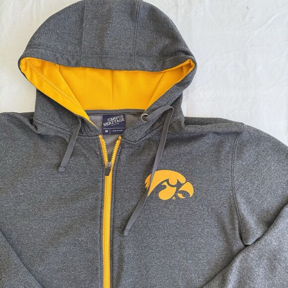 Unisex Adult Campus Heritage IOWA HAWKEYES Full-Zip Hoodie Sweatshirt Gray Sz M - Picture 9 of 11
